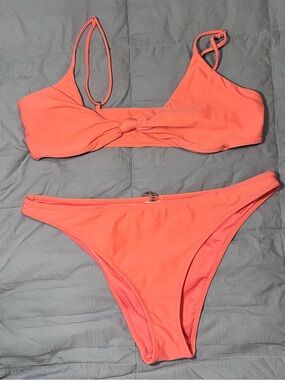 Forever 21 Coral Knot-Front Bikini Set